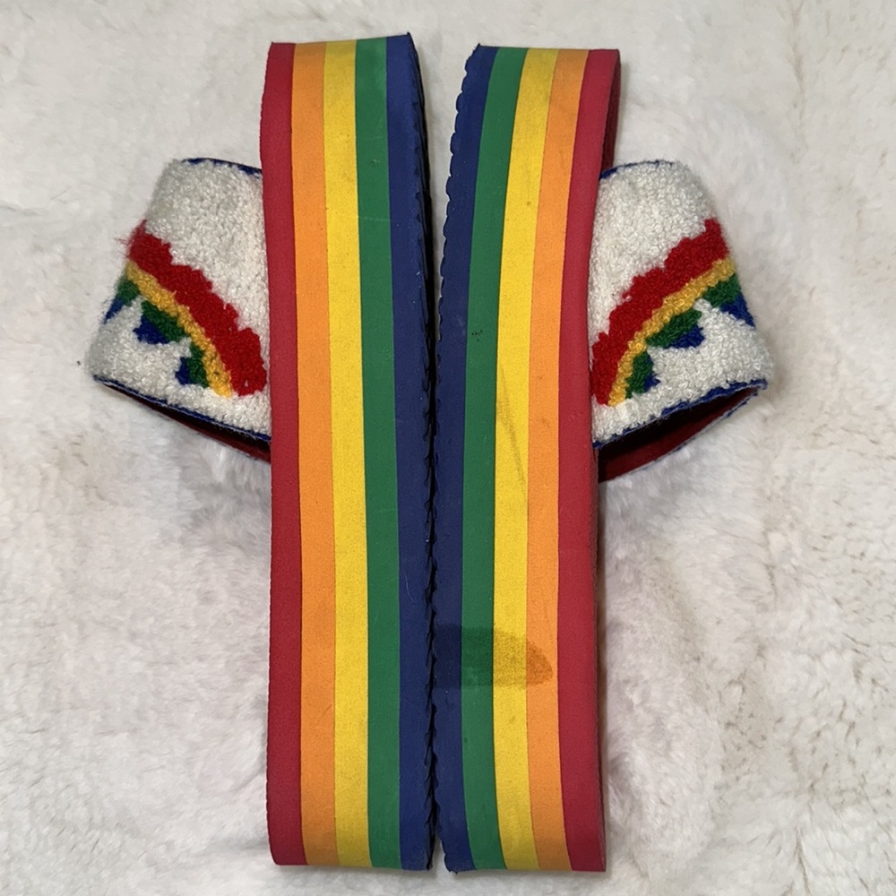 π RARE Love Wins LGBTQIA+ PRIDE Rainbow Platform UNIF Crush Sandal Slides!!! π - Picture 4 of 11